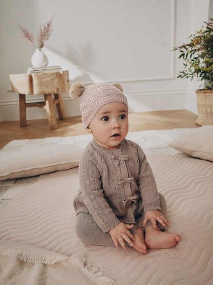 Brown Pointelle Knitted