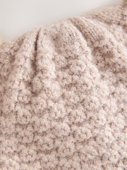 Brown Pointelle Knitted