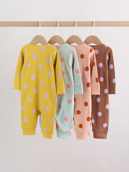Bright Spot Two-Way Zip Baby Sleepsuits 4 Pack (0mths-3yrs)