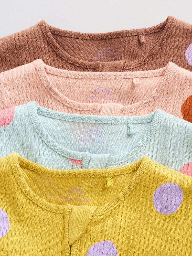Bright Spot Two-Way Zip Baby Sleepsuits 4 Pack (0mths-3yrs)