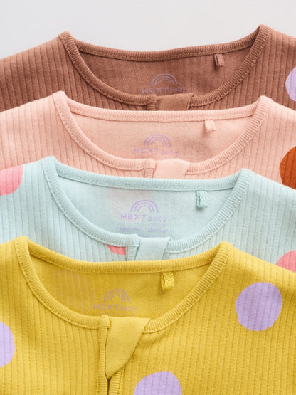 Bright Spot Two-Way Zip Baby Sleepsuits 4 Pack (0mths-3yrs)
