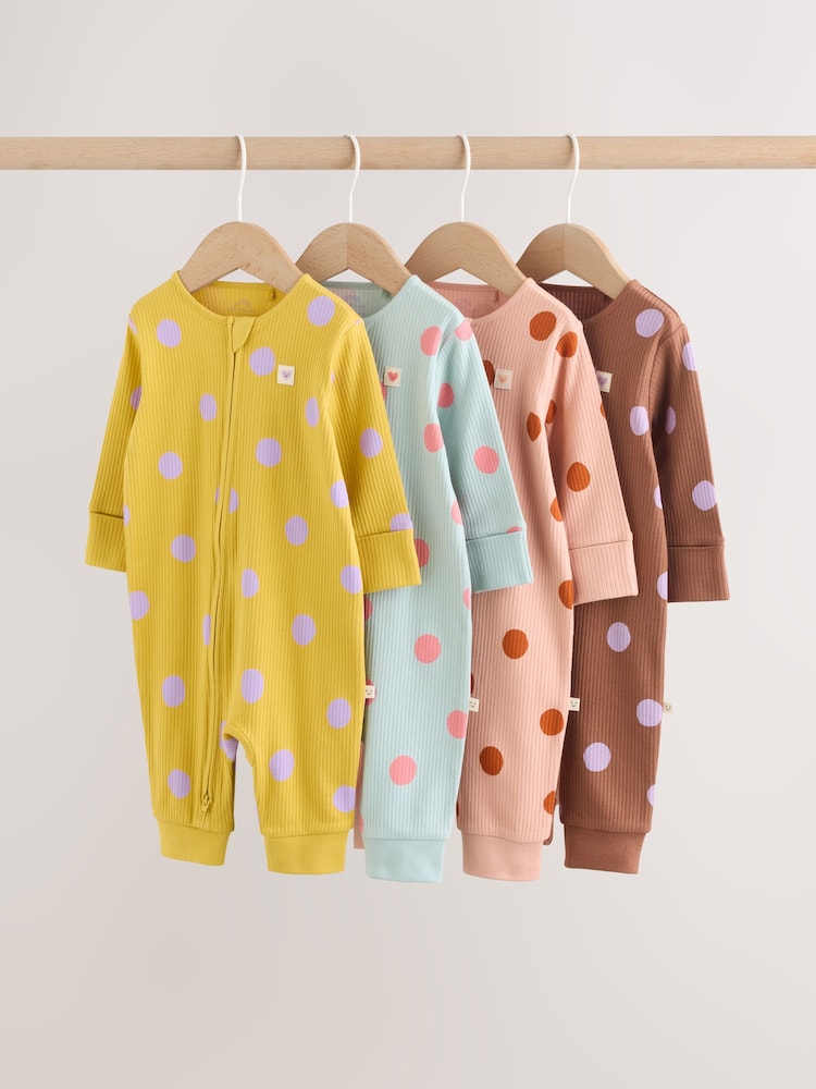 Bright Spot Two-Way Zip Baby Sleepsuits 4 Pack (0mths-3yrs)