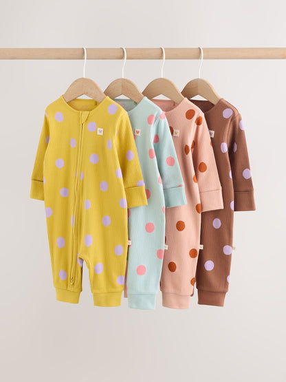 Bright Spot Two-Way Zip Baby Sleepsuits 4 Pack (0mths-3yrs)