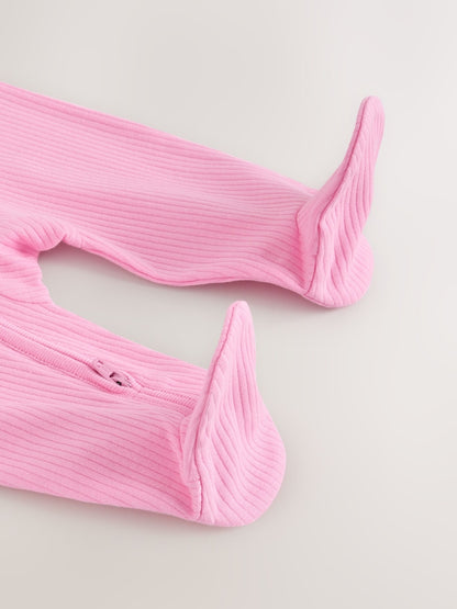Pink Two Way Zip Baby Sleepsuits 3 Pack (0-2yrs) - Size 44cm (5lb)