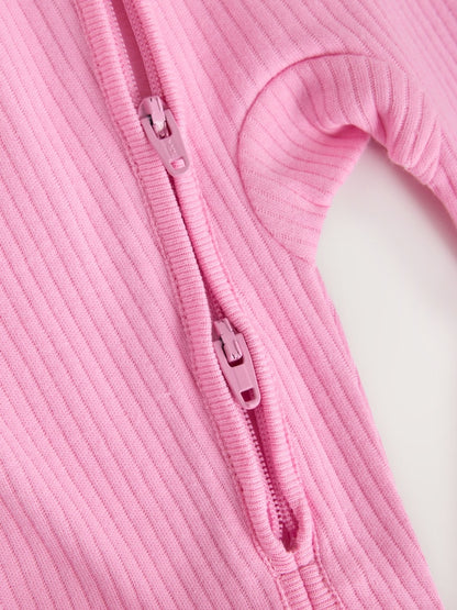 Pink Two Way Zip Baby Sleepsuits 3 Pack (0-2yrs) - Size 44cm (5lb)