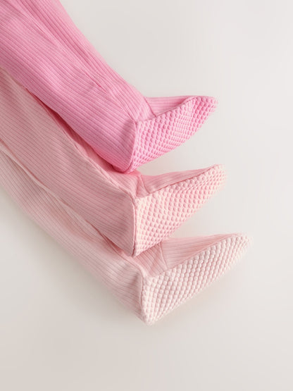 Pink Two Way Zip Baby Sleepsuits 3 Pack (0-2yrs) - Size 44cm (5lb)