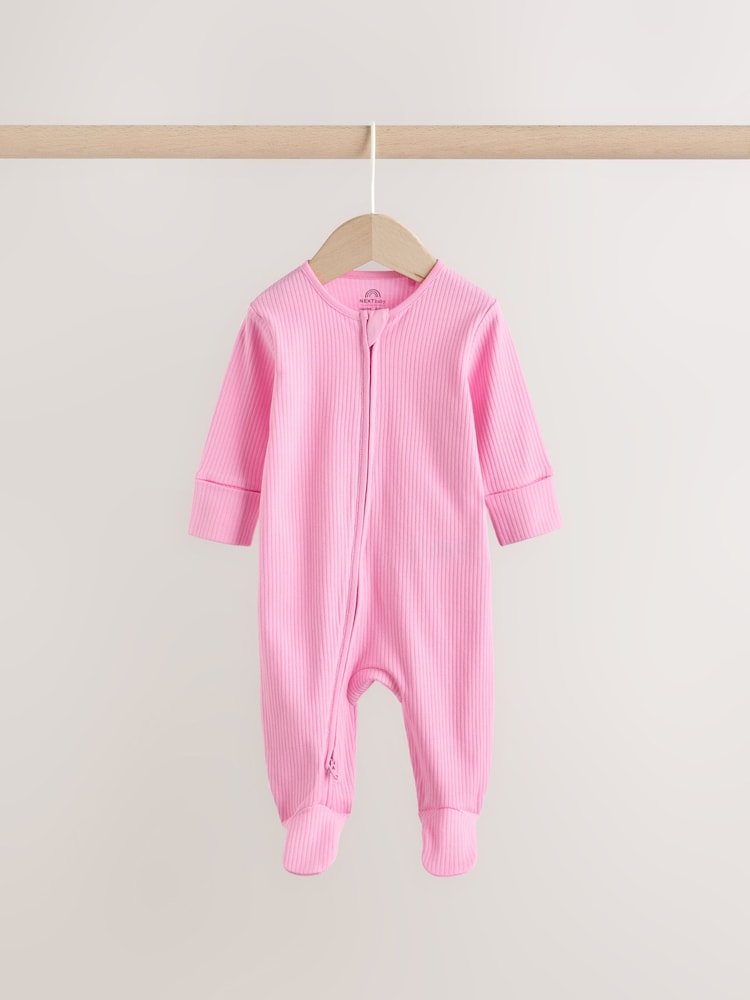 Pink Two Way Zip Baby Sleepsuits 3 Pack (0-2yrs) - Size 44cm (5lb)