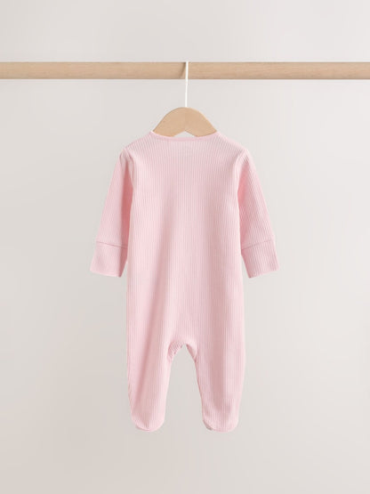 Pink Two Way Zip Baby Sleepsuits 3 Pack (0-2yrs) - Size 44cm (5lb)
