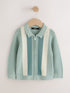 Blue Stripe Knitted Zip Through Polo Shirt (3mths-7yrs) - Blue / 12-18 Months (80-86cm)