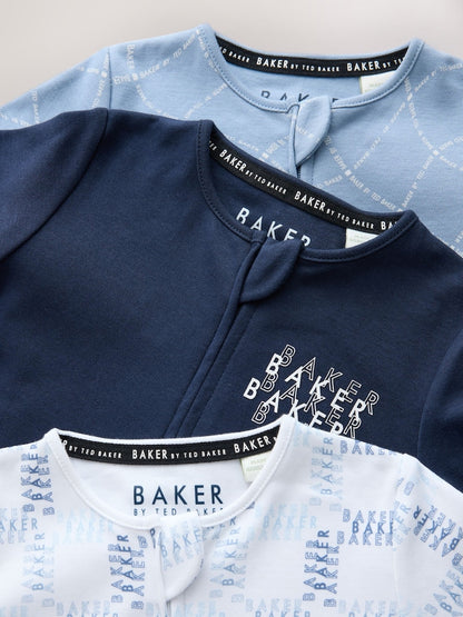 Baker by Ted Baker Blue Baker by Ted Baker 3 Pack Sleepsuits
