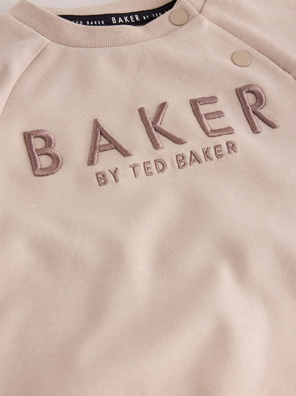 Baker by Ted Baker Green/Ecru Romper and Hat 3 Piece Set