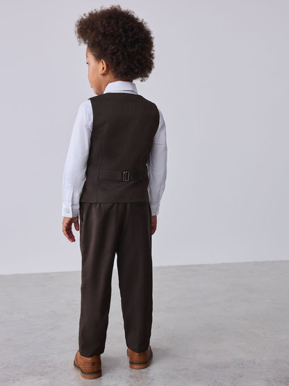 Baker by Ted Baker Brown/Blue Waistcoat Shirt And Trousers Set