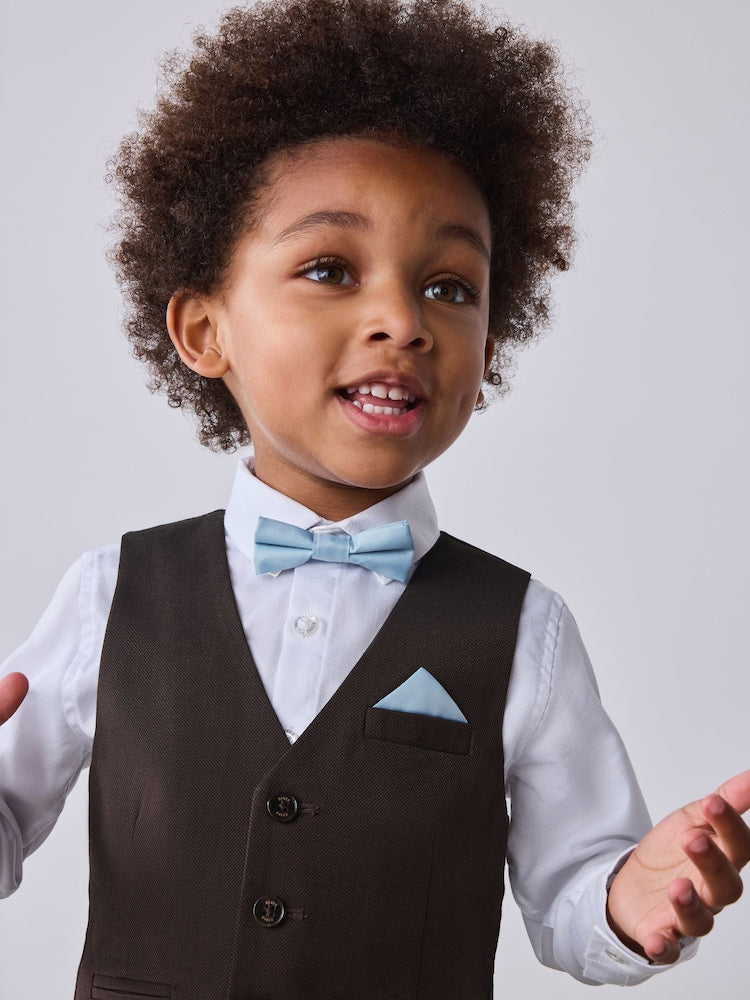 Baker by Ted Baker Brown/Blue Waistcoat Shirt And Trousers Set