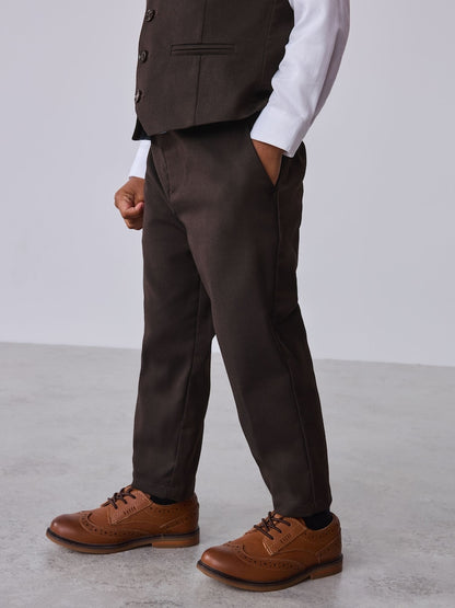 Baker by Ted Baker Brown/Blue Waistcoat Shirt And Trousers Set