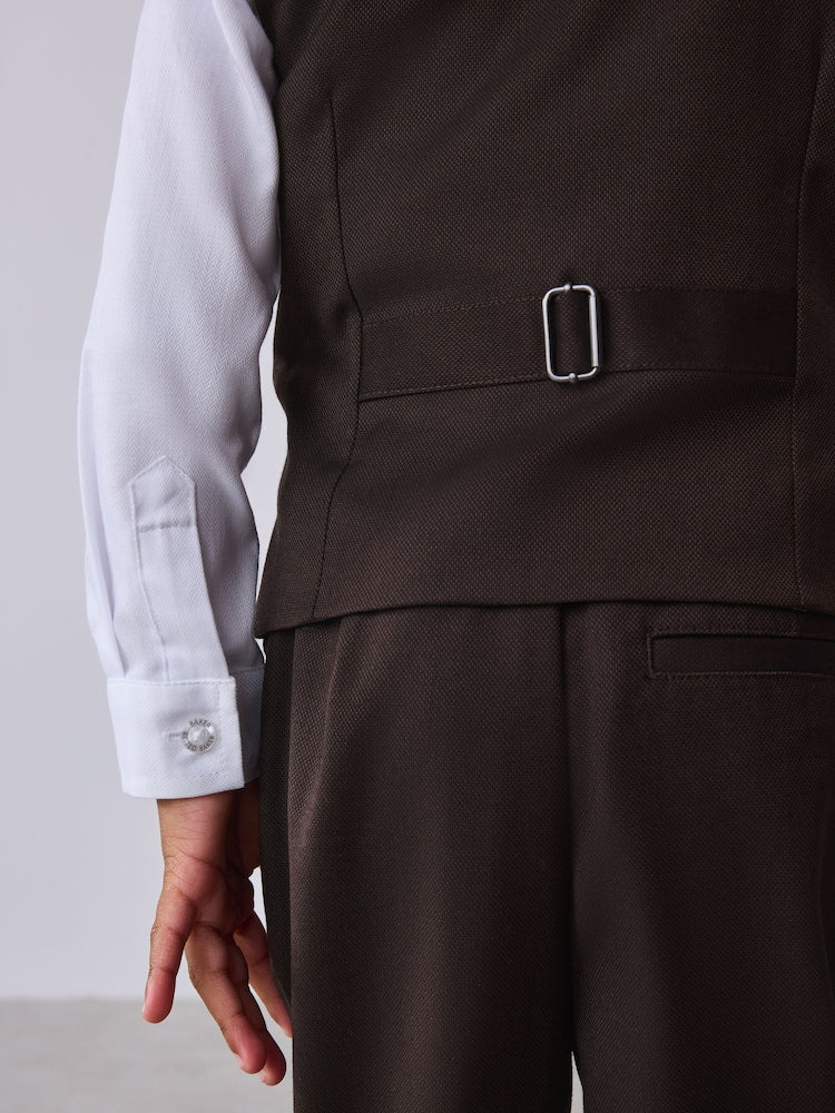 Baker by Ted Baker Brown/Blue Waistcoat Shirt And Trousers Set