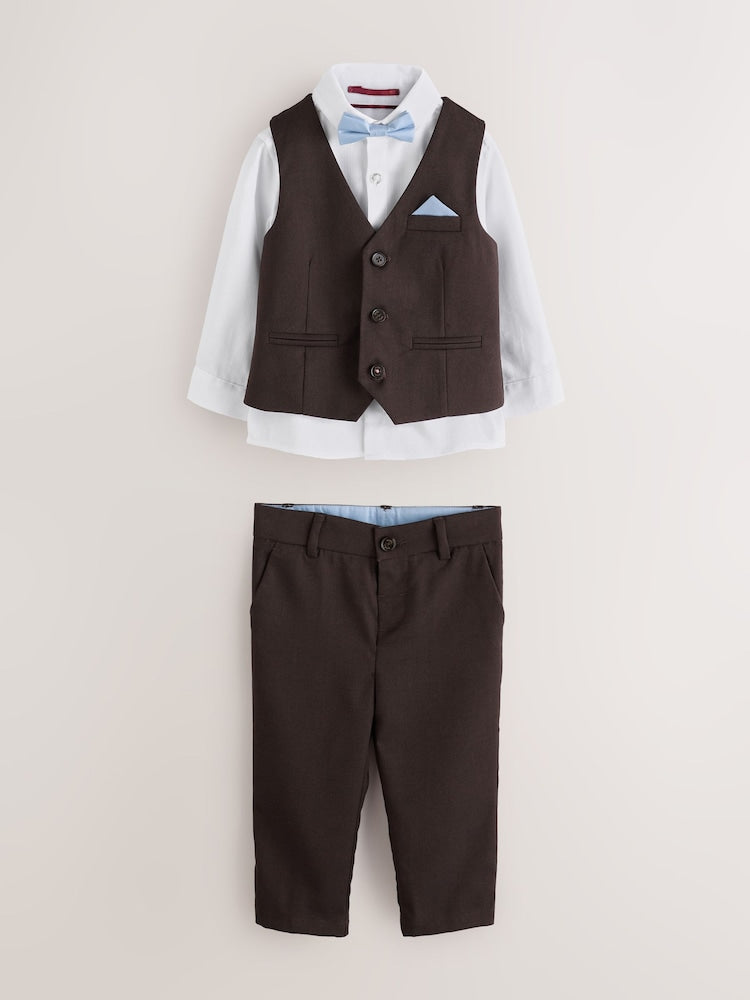 Baker by Ted Baker Brown/Blue Waistcoat Shirt And Trousers Set