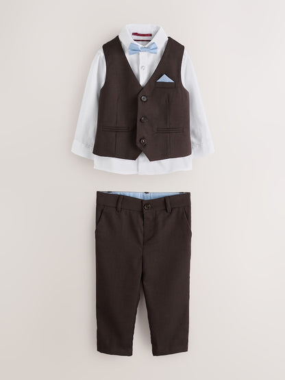 Baker by Ted Baker Brown/Blue Waistcoat Shirt And Trousers Set
