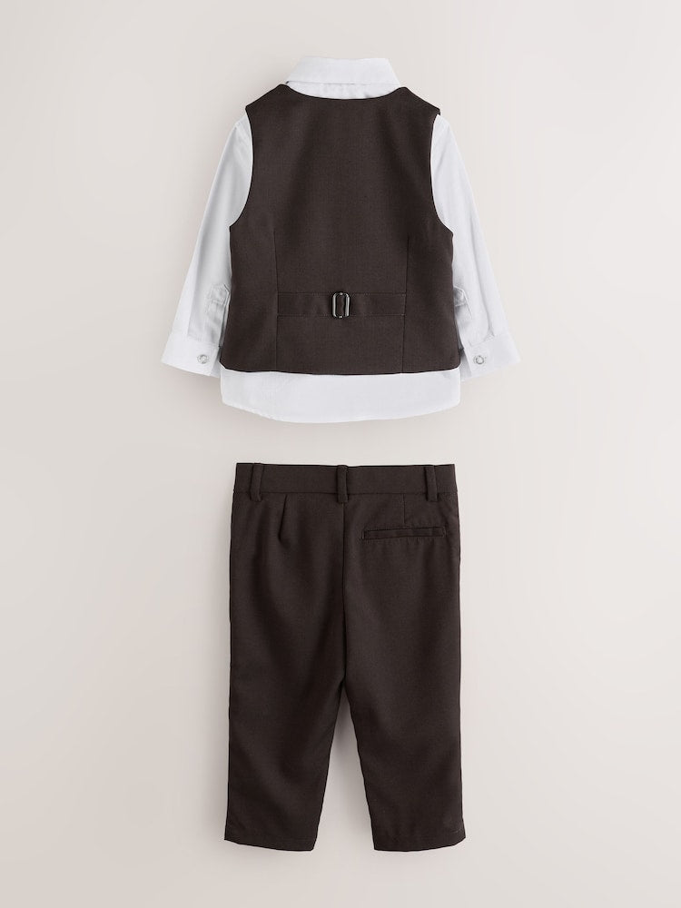 Baker by Ted Baker Brown/Blue Waistcoat Shirt And Trousers Set