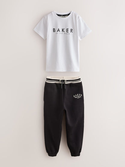 Baker by Ted Baker Black 3 Piece Varsity Hoodie T-Shirt and Joggers Set