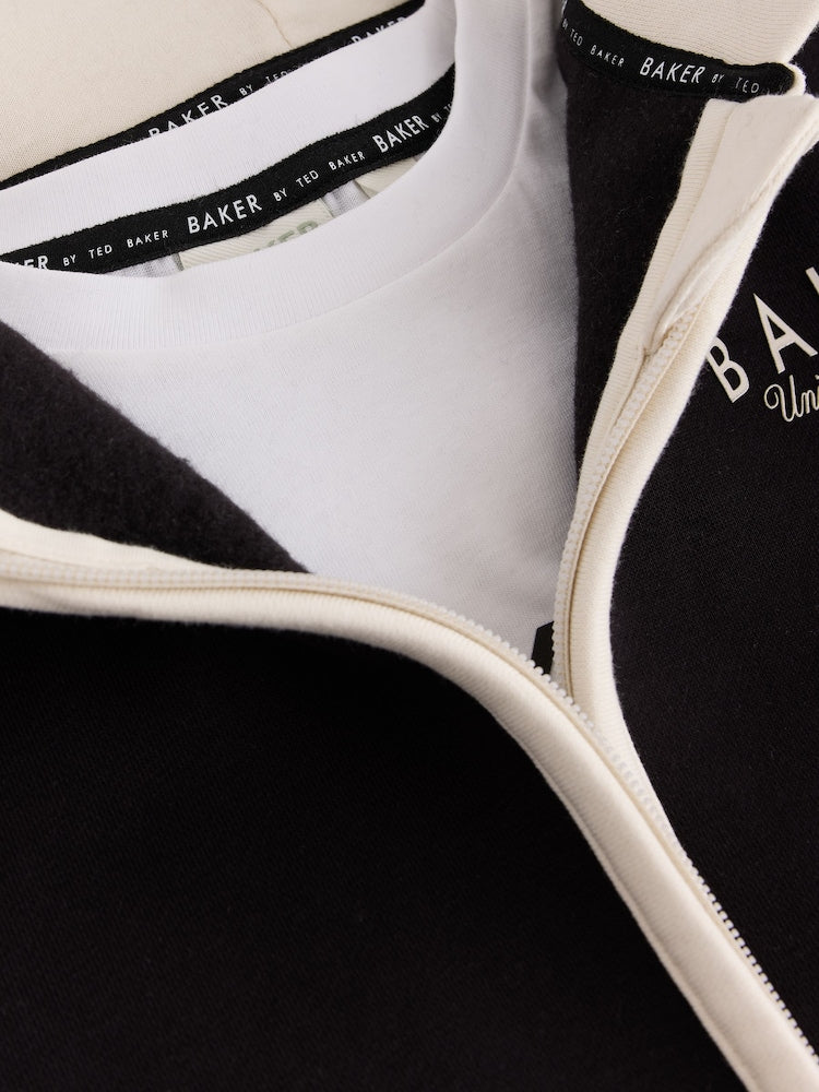Baker by Ted Baker Black 3 Piece Varsity Hoodie T-Shirt and Joggers Set