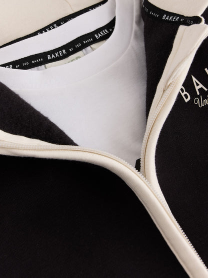 Baker by Ted Baker Black 3 Piece Varsity Hoodie T-Shirt and Joggers Set