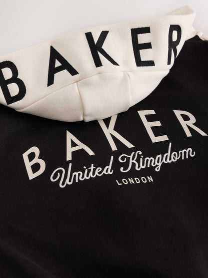 Baker by Ted Baker Black 3 Piece Varsity Hoodie T-Shirt and Joggers Set