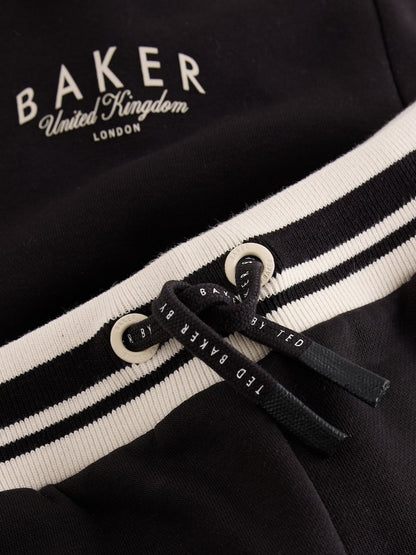 Baker by Ted Baker Black 3 Piece Varsity Hoodie T-Shirt and Joggers Set