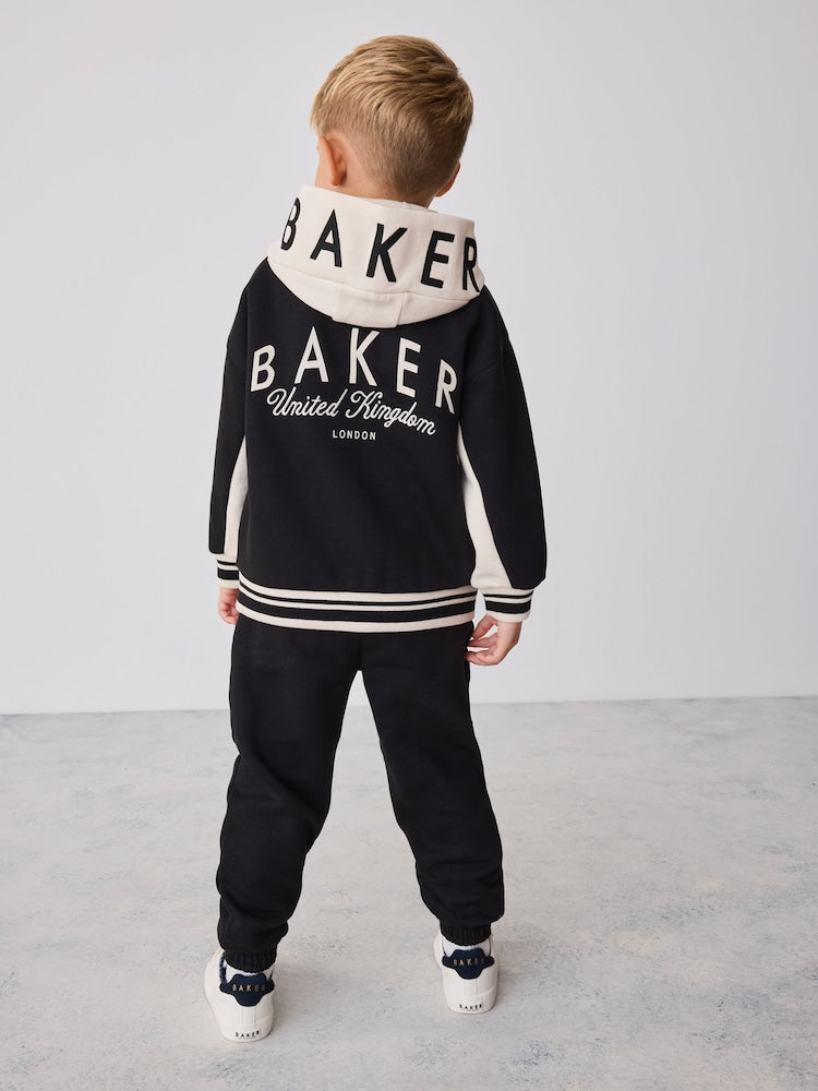 Baker by Ted Baker Black 3 Piece Varsity Hoodie T-Shirt and Joggers Set