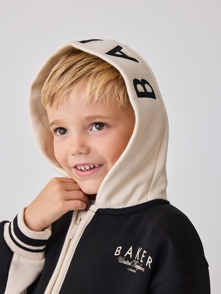 Baker by Ted Baker Black 3 Piece Varsity Hoodie T-Shirt and Joggers Set