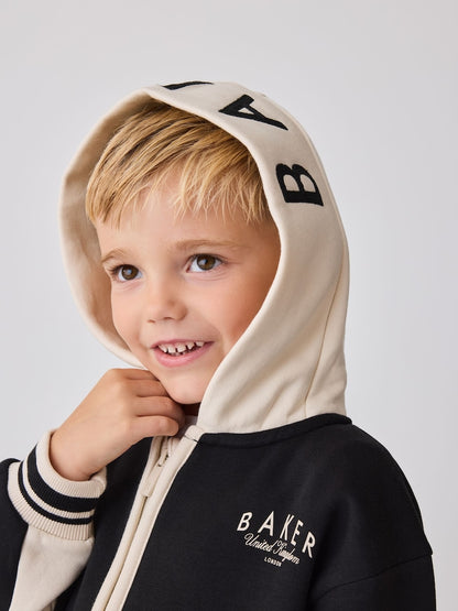 Baker by Ted Baker Black 3 Piece Varsity Hoodie T-Shirt and Joggers Set