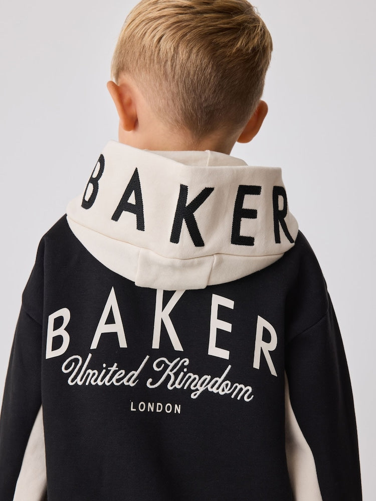 Baker by Ted Baker Black 3 Piece Varsity Hoodie T-Shirt and Joggers Set
