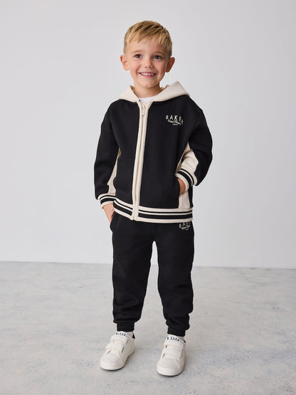 Baker by Ted Baker Black 3 Piece Varsity Hoodie T-Shirt and Joggers Set