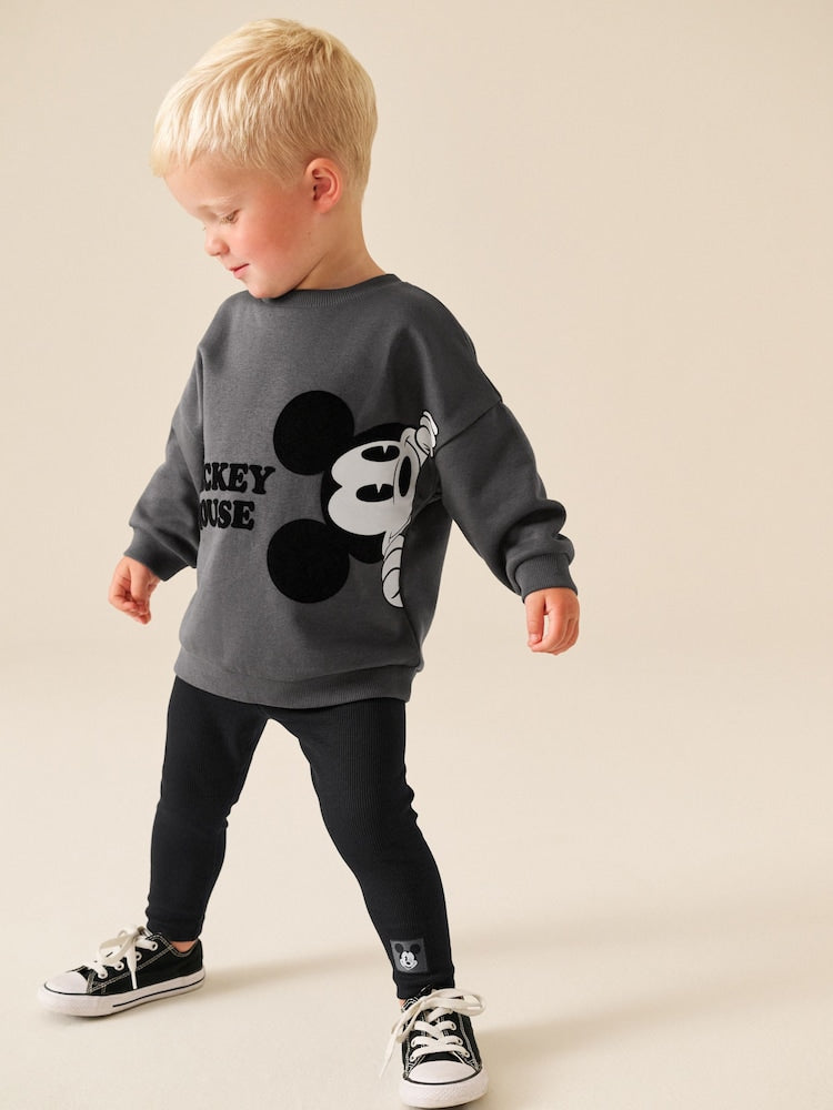 Charcoal Grey Mickey Mouse Crew Neck Sweat Top and Leggings Set (3mths-8yrs)