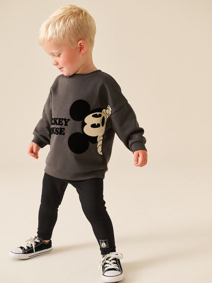 Charcoal Grey Mickey Mouse Crew Neck Sweat Top and Leggings Set (3mths-8yrs) - Charcoal Grey Mickey Mouse Crew Neck Sweat / 12-18 Months (80-86cm)