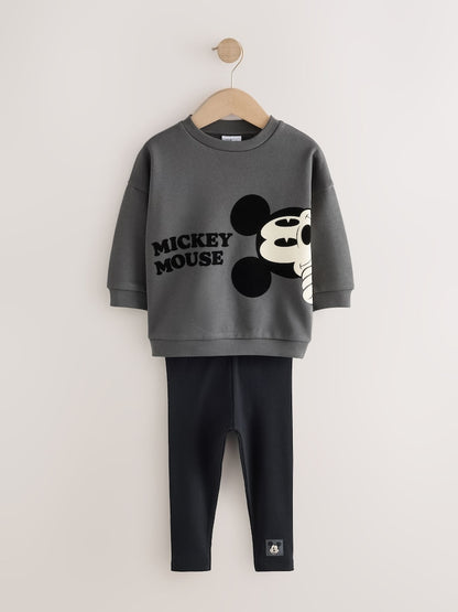 Charcoal Grey Mickey Mouse Crew Neck Sweat Top and Leggings Set (3mths-8yrs)