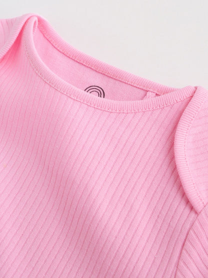Pink/White Long Sleeve Baby Bodysuits 5 Pack