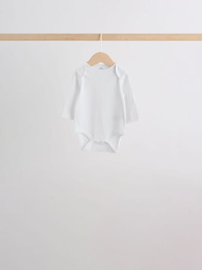 Pink/White Long Sleeve Baby Bodysuits 5 Pack