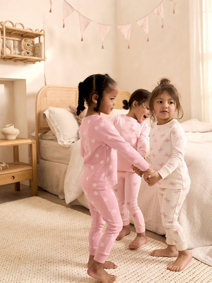 Pink/White Snuggle Pyjamas 3 Pack (9mths-12yrs)