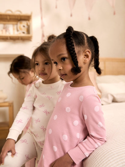 Pink/White Snuggle Pyjamas 3 Pack (9mths-12yrs)
