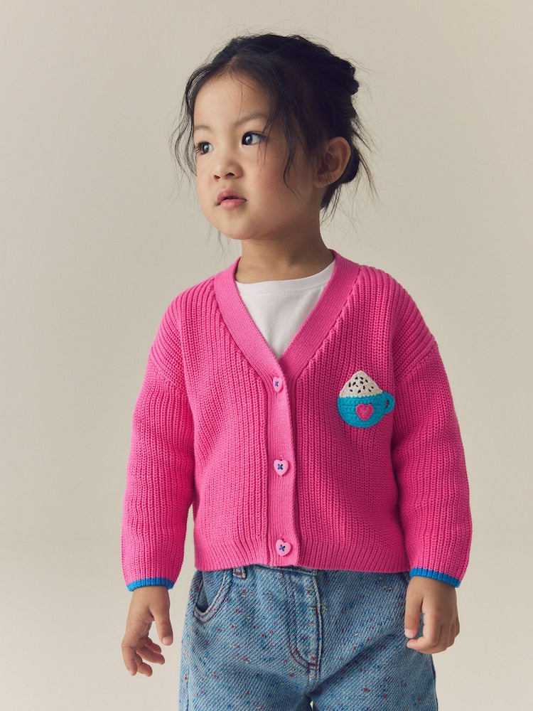 Pink Hot Chocolate V-Neck Cardigan (3mths-7yrs)