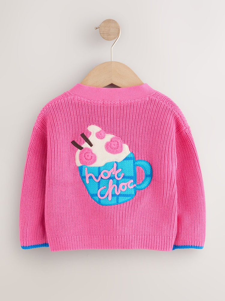 Pink Hot Chocolate V-Neck Cardigan (3mths-7yrs)