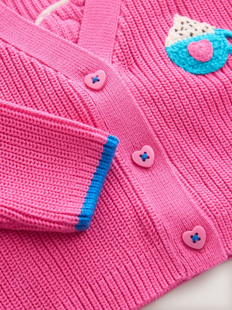 Pink Hot Chocolate V-Neck Cardigan (3mths-7yrs)