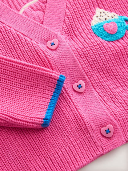 Pink Hot Chocolate V-Neck Cardigan (3mths-7yrs)