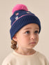 Navy Characters Pom Beanie Hat (3mths-16yrs) - Navy Characters / 7 - 10 Years (122 - 140cm)