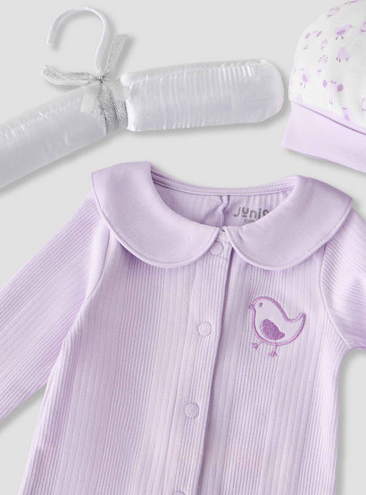 Juniors 5-Piece Girls Gift Set - Cotton - Sleepsuit, Blanket, Beanie Cap - Bird Print-baby-girls-clothing-setsandcoords-image-8