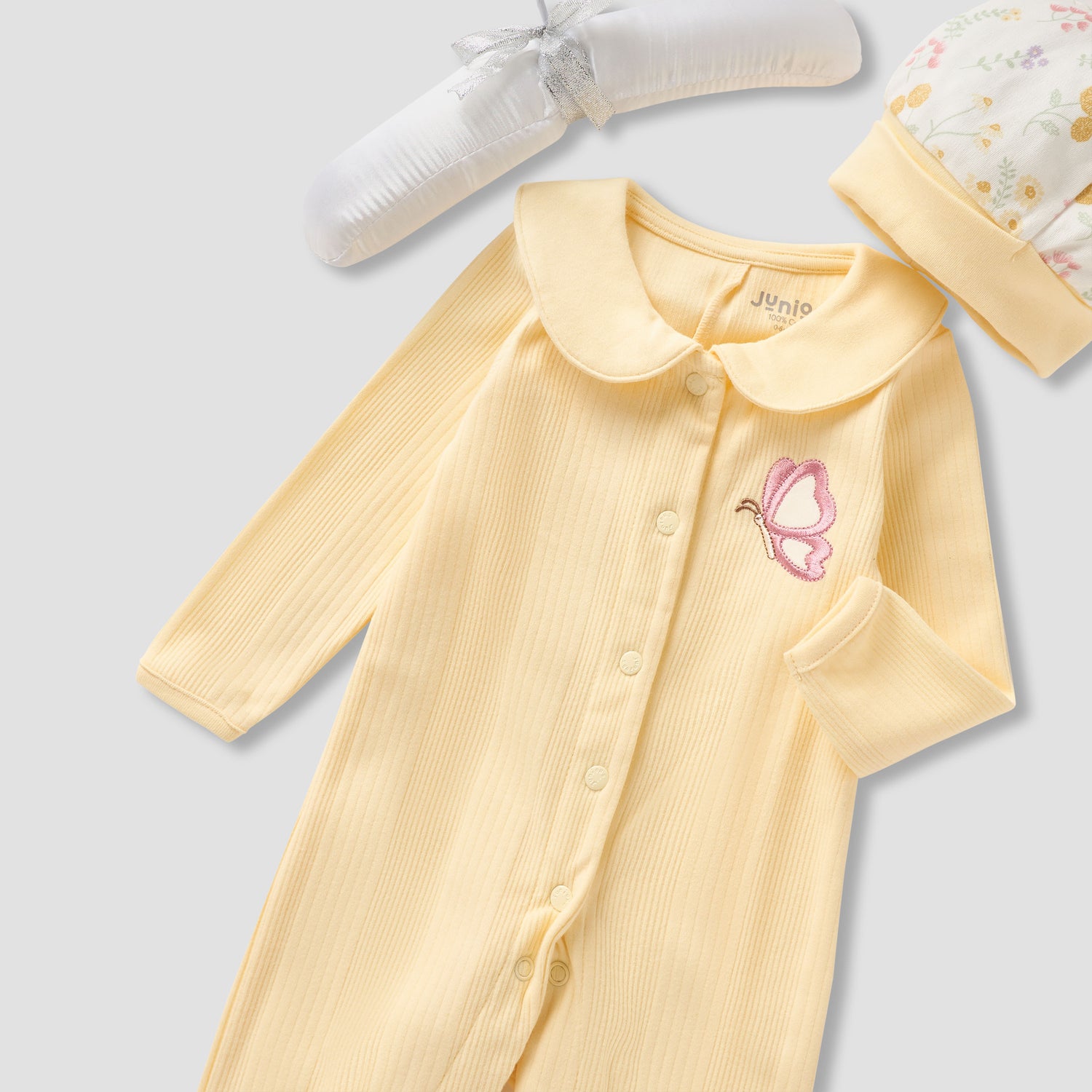 Juniors 5-Piece Girls Gift Set - Cotton - Sleepsuit, Blanket, Beanie, Hanger, Booties - Floral Print