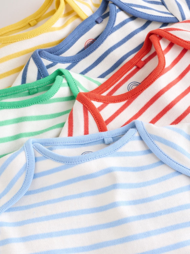 Bright Stripe Long Sleeve Baby Bodysuits 5 Pack