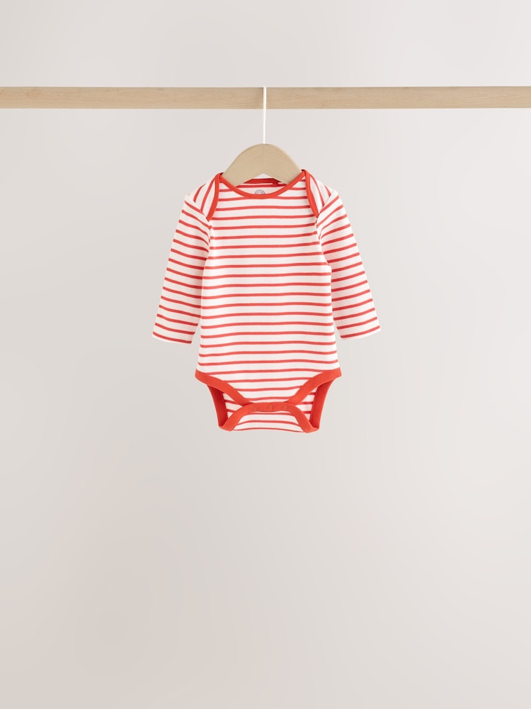 Bright Stripe Long Sleeve Baby Bodysuits 5 Pack
