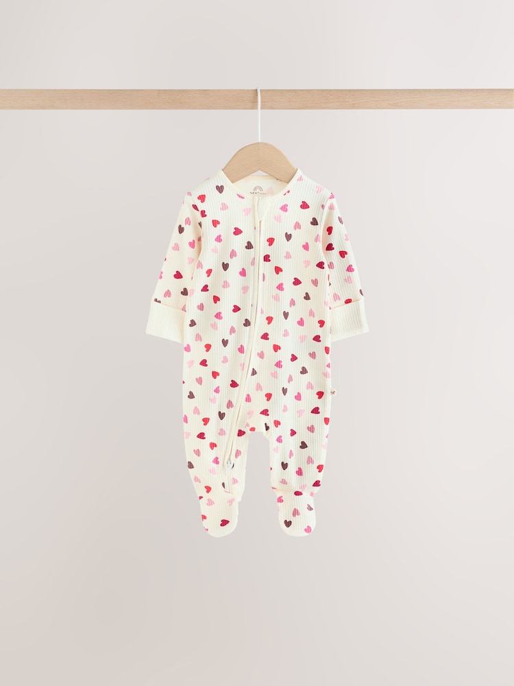 Berry Bow Two Way Zip Baby Sleepsuits 4 Pack (0mths-3yrs)