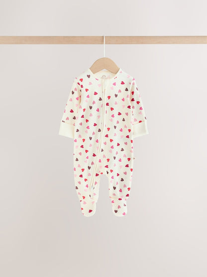 Berry Bow Two Way Zip Baby Sleepsuits 4 Pack (0mths-3yrs)